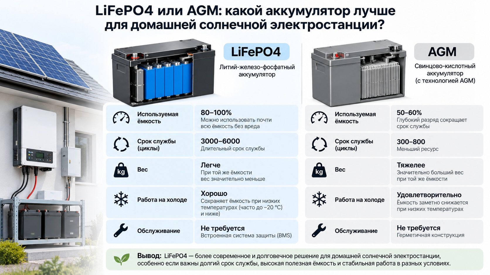 LiFePO4 и AGM аккумуляторы